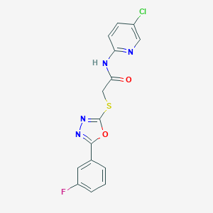 molecular formula C15H10ClFN4O2S B285506 N-(5-chloro-2-pyridinyl)-2-{[5-(3-fluorophenyl)-1,3,4-oxadiazol-2-yl]sulfanyl}acetamide 