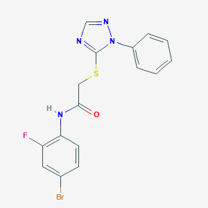 molecular formula C16H12BrFN4OS B285507 N-(4-bromo-2-fluorophenyl)-2-[(1-phenyl-1H-1,2,4-triazol-5-yl)sulfanyl]acetamide 