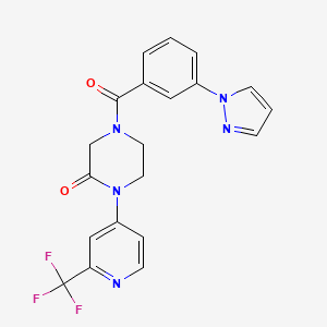 4-(3-Pyrazol-1-ylbenzoyl)-1-[2-(trifluoromethyl)pyridin-4-yl]piperazin-2-one