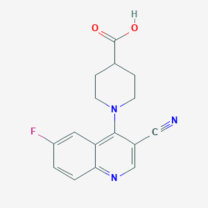 molecular formula C16H14FN3O2 B2855080 1-(3-Cyano-6-fluoroquinolin-4-yl)piperidine-4-carboxylic acid CAS No. 1355219-21-4