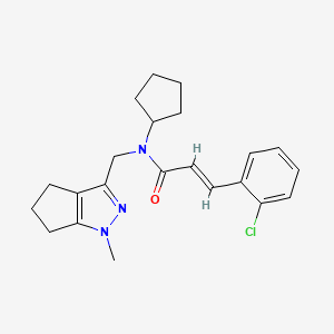 molecular formula C22H26ClN3O B2855088 (E)-3-(2-chlorophenyl)-N-cyclopentyl-N-((1-methyl-1,4,5,6-tetrahydrocyclopenta[c]pyrazol-3-yl)methyl)acrylamide CAS No. 2035007-21-5