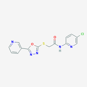 molecular formula C14H10ClN5O2S B285509 N-(5-chloro-2-pyridinyl)-2-{[5-(3-pyridinyl)-1,3,4-oxadiazol-2-yl]sulfanyl}acetamide 