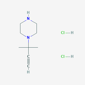molecular formula C9H18Cl2N2 B2855095 1-(2-Methylbut-3-yn-2-yl)piperazine dihydrochloride CAS No. 2155855-76-6