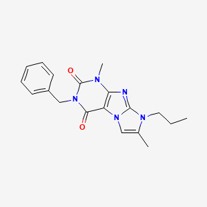 molecular formula C19H21N5O2 B2855099 3-benzyl-1,7-dimethyl-8-propyl-1H-imidazo[2,1-f]purine-2,4(3H,8H)-dione CAS No. 887463-06-1