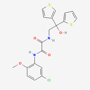 molecular formula C19H17ClN2O4S2 B2855101 N1-(5-chloro-2-methoxyphenyl)-N2-(2-hydroxy-2-(thiophen-2-yl)-2-(thiophen-3-yl)ethyl)oxalamide CAS No. 2034238-22-5