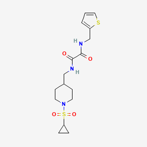 molecular formula C16H23N3O4S2 B2855106 N1-((1-(cyclopropylsulfonyl)piperidin-4-yl)methyl)-N2-(thiophen-2-ylmethyl)oxalamide CAS No. 1235300-85-2