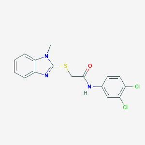 molecular formula C16H13Cl2N3OS B285511 N-(3,4-dichlorophenyl)-2-[(1-methyl-1H-benzimidazol-2-yl)sulfanyl]acetamide 