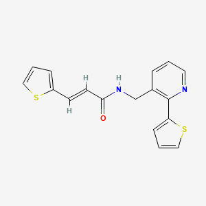 molecular formula C17H14N2OS2 B2855111 (E)-3-(thiophen-2-yl)-N-((2-(thiophen-2-yl)pyridin-3-yl)methyl)acrylamide CAS No. 2035022-98-9