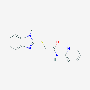 molecular formula C15H14N4OS B285512 2-[(1-methyl-1H-benzimidazol-2-yl)sulfanyl]-N-(2-pyridinyl)acetamide 