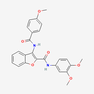 molecular formula C25H22N2O6 B2855126 N-(3,4-dimethoxyphenyl)-3-(4-methoxybenzamido)benzofuran-2-carboxamide CAS No. 888449-07-8