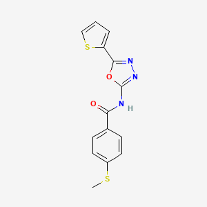 molecular formula C14H11N3O2S2 B2855133 4-methylsulfanyl-N-(5-thiophen-2-yl-1,3,4-oxadiazol-2-yl)benzamide CAS No. 896358-10-4