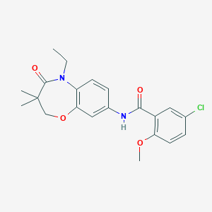 molecular formula C21H23ClN2O4 B2855147 5-氯-N-(5-乙基-3,3-二甲基-4-氧代-2,3,4,5-四氢苯并[b][1,4]恶二杂环戊烯-8-基)-2-甲氧基苯甲酰胺 CAS No. 921519-44-0