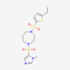 molecular formula C14H20N4O4S3 B2855149 1-((1H-imidazol-4-yl)sulfonyl)-4-((5-ethylthiophen-2-yl)sulfonyl)-1,4-diazepane CAS No. 1904278-73-4