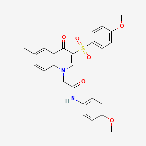 molecular formula C26H24N2O6S B2855155 N-(4-methoxyphenyl)-2-[3-(4-methoxyphenyl)sulfonyl-6-methyl-4-oxoquinolin-1-yl]acetamide CAS No. 866813-70-9