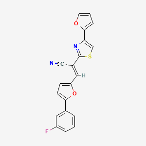 molecular formula C20H11FN2O2S B2855158 (E)-3-(5-(3-fluorophenyl)furan-2-yl)-2-(4-(furan-2-yl)thiazol-2-yl)acrylonitrile CAS No. 868154-55-6