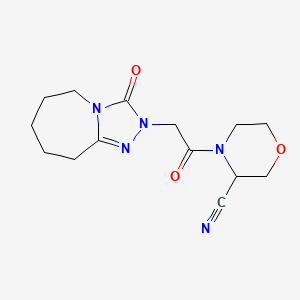 molecular formula C14H19N5O3 B2855162 4-[2-(3-Oxo-6,7,8,9-tetrahydro-5H-[1,2,4]triazolo[4,3-a]azepin-2-yl)acetyl]morpholine-3-carbonitrile CAS No. 2223860-32-8