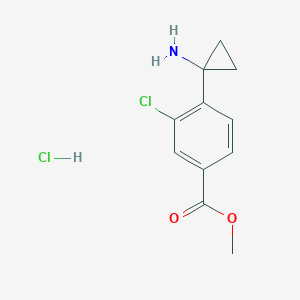 molecular formula C11H13Cl2NO2 B2855167 Methyl 4-(1-aminocyclopropyl)-3-chlorobenzoate;hydrochloride CAS No. 2380041-24-5
