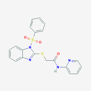 2-{[1-(phenylsulfonyl)-1H-benzimidazol-2-yl]sulfanyl}-N-(2-pyridinyl)acetamide