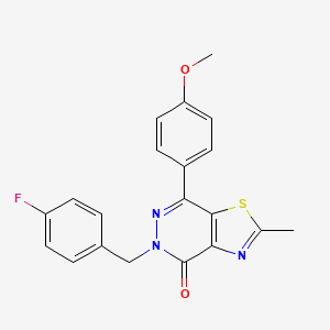 molecular formula C20H16FN3O2S B2855198 5-(4-fluorobenzyl)-7-(4-methoxyphenyl)-2-methylthiazolo[4,5-d]pyridazin-4(5H)-one CAS No. 941949-37-7