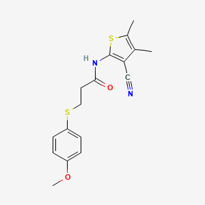 molecular formula C17H18N2O2S2 B2855203 N-(3-cyano-4,5-dimethylthiophen-2-yl)-3-((4-methoxyphenyl)thio)propanamide CAS No. 941952-84-7