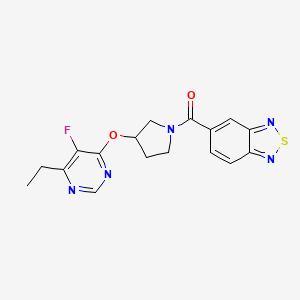 molecular formula C17H16FN5O2S B2855215 苯并[c][1,2,5]噻二唑-5-基(3-((6-乙基-5-氟嘧啶-4-基)氧基)吡咯烷-1-基)甲酮 CAS No. 2034248-44-5
