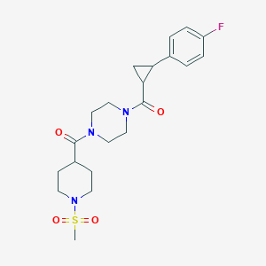 (4-(2-(4-Fluorophenyl)cyclopropanecarbonyl)piperazin-1-yl)(1-(methylsulfonyl)piperidin-4-yl)methanone