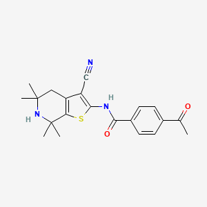 4-acetyl-N-(3-cyano-5,5,7,7-tetramethyl-4,6-dihydrothieno[2,3-c]pyridin-2-yl)benzamide