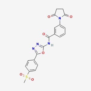 molecular formula C20H16N4O6S B2855227 3-(2,5-dioxopyrrolidin-1-yl)-N-(5-(4-(methylsulfonyl)phenyl)-1,3,4-oxadiazol-2-yl)benzamide CAS No. 886911-91-7