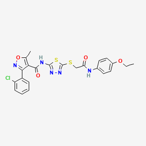 molecular formula C23H20ClN5O4S2 B2855229 3-(2-chlorophenyl)-N-(5-((2-((4-ethoxyphenyl)amino)-2-oxoethyl)thio)-1,3,4-thiadiazol-2-yl)-5-methylisoxazole-4-carboxamide CAS No. 391869-56-0