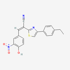 molecular formula C20H15N3O3S B2855231 (Z)-2-(4-(4-ethylphenyl)thiazol-2-yl)-3-(4-hydroxy-3-nitrophenyl)acrylonitrile CAS No. 476673-46-8