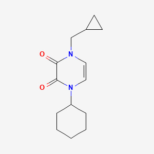 molecular formula C14H20N2O2 B2855234 1-Cyclohexyl-4-(cyclopropylmethyl)pyrazine-2,3-dione CAS No. 2379976-84-6
