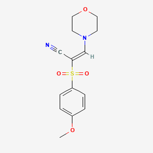 molecular formula C14H16N2O4S B2855244 (E)-2-((4-methoxyphenyl)sulfonyl)-3-morpholinoacrylonitrile CAS No. 899378-38-2