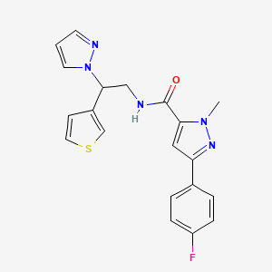 molecular formula C20H18FN5OS B2855250 N-(2-(1H-pyrazol-1-yl)-2-(thiophen-3-yl)ethyl)-3-(4-fluorophenyl)-1-methyl-1H-pyrazole-5-carboxamide CAS No. 2034340-76-4