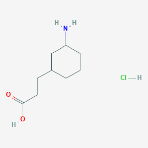 molecular formula C9H18ClNO2 B2855260 3-(3-Aminocyclohexyl)propanoic acid;hydrochloride CAS No. 1374656-67-3
