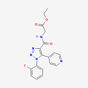ethyl 2-(1-(2-fluorophenyl)-5-(pyridin-4-yl)-1H-1,2,3-triazole-4-carboxamido)acetate