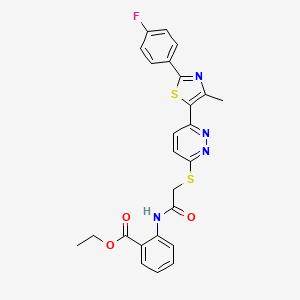 Ethyl 2-(2-((6-(2-(4-fluorophenyl)-4-methylthiazol-5-yl)pyridazin-3-yl)thio)acetamido)benzoate