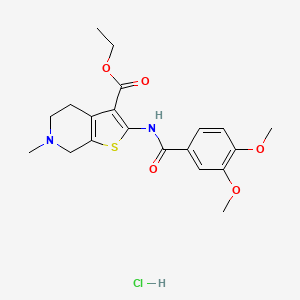molecular formula C20H25ClN2O5S B2855297 Ethyl 2-(3,4-dimethoxybenzamido)-6-methyl-4,5,6,7-tetrahydrothieno[2,3-c]pyridine-3-carboxylate hydrochloride CAS No. 1216677-15-4