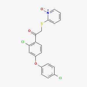 molecular formula C19H13Cl2NO3S B2855304 2-({2-[2-Chloro-4-(4-chlorophenoxy)phenyl]-2-oxoethyl}sulfanyl)-1-pyridiniumolate CAS No. 338785-71-0