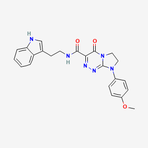 molecular formula C23H22N6O3 B2855306 N-(2-(1H-indol-3-yl)ethyl)-8-(4-methoxyphenyl)-4-oxo-4,6,7,8-tetrahydroimidazo[2,1-c][1,2,4]triazine-3-carboxamide CAS No. 946230-49-5