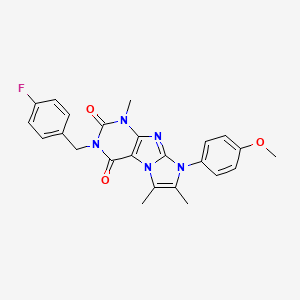 molecular formula C24H22FN5O3 B2855312 3-(4-fluorobenzyl)-8-(4-methoxyphenyl)-1,6,7-trimethyl-1H-imidazo[2,1-f]purine-2,4(3H,8H)-dione CAS No. 896321-09-8