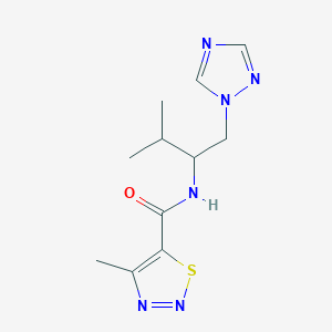 molecular formula C11H16N6OS B2855318 4-methyl-N-(3-methyl-1-(1H-1,2,4-triazol-1-yl)butan-2-yl)-1,2,3-thiadiazole-5-carboxamide CAS No. 2034519-07-6