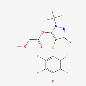 molecular formula C17H17F5N2O3S B2855337 1-(tert-butyl)-3-methyl-4-((perfluorophenyl)thio)-1H-pyrazol-5-yl 2-methoxyacetate CAS No. 850914-05-5