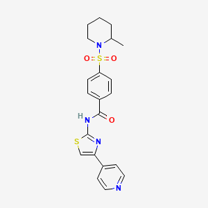 molecular formula C21H22N4O3S2 B2855338 4-((2-methylpiperidin-1-yl)sulfonyl)-N-(4-(pyridin-4-yl)thiazol-2-yl)benzamide CAS No. 442557-05-3