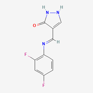 molecular formula C10H7F2N3O B2855343 4-[(2,4-二氟苯胺)亚甲基]-2,4-二氢-3H-吡唑-3-酮 CAS No. 339020-71-2