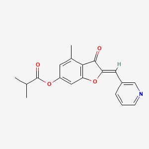 molecular formula C19H17NO4 B2855344 (Z)-4-甲基-3-氧代-2-(吡啶-3-基亚甲基)-2,3-二氢苯并呋喃-6-基异丁酸酯 CAS No. 903184-14-5