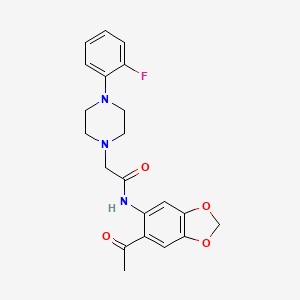 molecular formula C21H22FN3O4 B2855348 N-(6-乙酰基苯并[D]1,3-二氧杂环戊-5-基)-2-(4-(2-氟苯基)哌嗪基)乙酰胺 CAS No. 491867-77-7