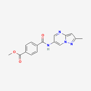 molecular formula C16H14N4O3 B2855363 Methyl 4-((2-methylpyrazolo[1,5-a]pyrimidin-6-yl)carbamoyl)benzoate CAS No. 1797822-83-3
