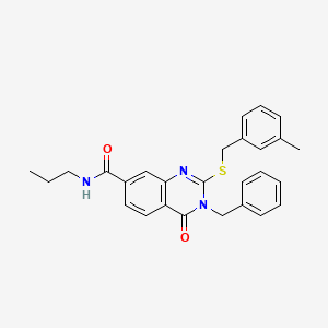 molecular formula C27H27N3O2S B2855365 3-benzyl-2-((3-methylbenzyl)thio)-4-oxo-N-propyl-3,4-dihydroquinazoline-7-carboxamide CAS No. 1115342-57-8