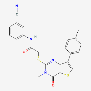molecular formula C23H18N4O2S2 B2855368 N-(3-cyanophenyl)-2-{[3-methyl-7-(4-methylphenyl)-4-oxo-3,4-dihydrothieno[3,2-d]pyrimidin-2-yl]sulfanyl}acetamide CAS No. 1105196-90-4