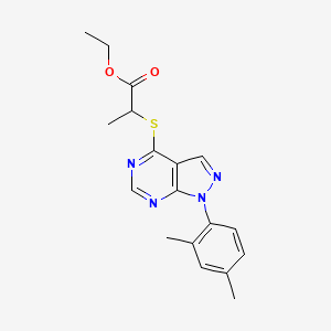 molecular formula C18H20N4O2S B2855370 ethyl 2-((1-(2,4-dimethylphenyl)-1H-pyrazolo[3,4-d]pyrimidin-4-yl)thio)propanoate CAS No. 893929-67-4
